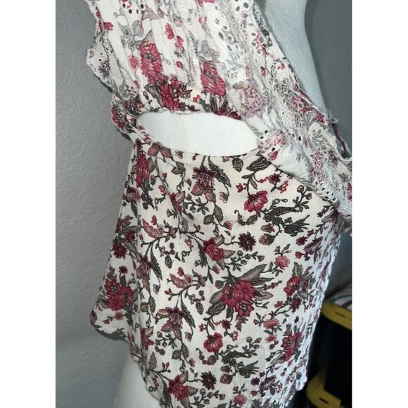 American Eagle Floral Crop Top Off The Shoulder Size XS-Small Fits Both 1B - Picture 2 of 11